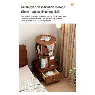 Kệ sách xoay có ngăn kéo Giá bán buôn Tủ sách gỗ nguyên khối