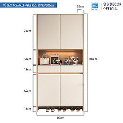 Tủ Giày Gỗ Đa Năng SIB Decor Đặt Tại Lối Vào Phòng Khách KG60/KG62
