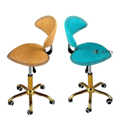 Ghế quầy giao dịch chân xoay CB2299B-2P Nội thất Capta Ghế tư vấn viên nệm da simili nâu bò và xanh chân xoay màu vàng có bánh xe nhựa di chuyển dễ dàng tại tp hcm