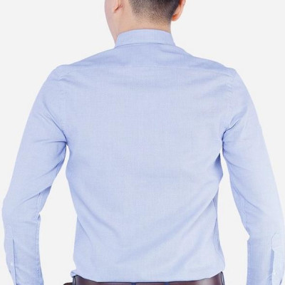 Áo sơ mi nam dài tay ALIGRO 100% chất cotton, thoáng mát, thấm hút mồ hôi tốt xanh dương nhạt cổ bẻ dáng ôm body ALGS145