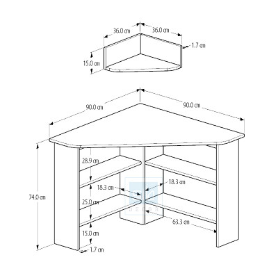 Bàn Làm Việc Gỗ Kèm Kệ Treo Góc Tường Màu Trắng Phối Đen Hiện Đại Thương Hiệu SIB Decor BLV109