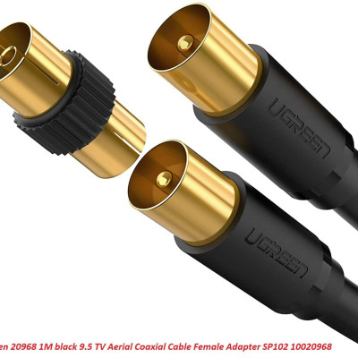 Ugreen UG20968SP102TK 1M màu đen cáp 9.5 dùng cho TV truyền hình cáp Aerial có jack cái chuyển đổi - HÀNG CHÍNH HÃNG