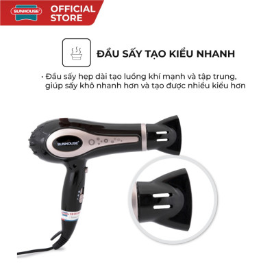 Máy sấy tóc SUNHOUSE SHD2317 công suất lớn 1800W sấy 2 chiều nóng lạnh, nhanh khô và bảo vệ tóc - Hàng chính hãng