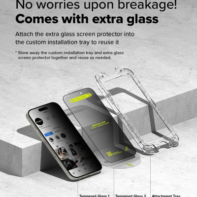 Bộ 2 Miếng Dán Cường Lực Chống Nhìn Trộm RINGKE Easy Slide Tempered Cho iPhone 16/ 15/ 16 Plus/ 15 Plus/ 16 Pro/ 16 ProMax_ Hàng chính hãng