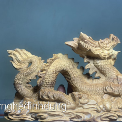 Tượng con rồng phong thủy cầu tài lộc bằng gỗ ngọc am thơm nức kt 20×11×9cm 