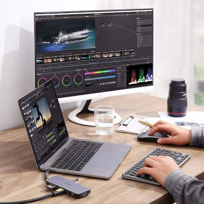 Ugreen UG70409CM286TK 10CM màu xám USB type C Hub 9 trong 1 Docking + 4K HDMI + VGA + Gigabit Ethernet + sạc sạc PD Charging + 3 x USB 3.0 + đọc thẻ SD - HÀNG CHÍNH HÃNG