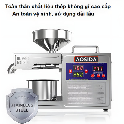 Máy ép dầu thực vật gia đình AOSIDA Anh Quốc B03S Công suất 820W, Năng suất ép 4-6 kg/giờ - Bảo hành 12 tháng, Hàng nhập khẩu