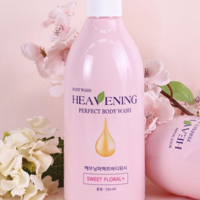Set 02 chai sữa tắm dưỡng ẩm, làm trắng da toàn thân Hàn Quốc Heavening Perfect 750ml