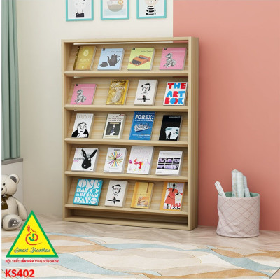 Kệ sách gỗ MDF, Kệ đựng sách báo, Kệ sách ở trường KS402 - NỘI THẤT LẮP RÁP VIENDONGADV