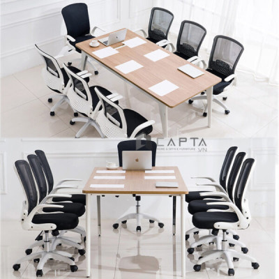 Ghế xoay làm việc lưng và tay gập gọn CE4520-M Nội thất Capta Lưng lưới nệm vải màu đen khung tay nhựa màu trắng chân nhựa xoay nhập khẩu ghế nhân viên ghế làm việc tại nhà văn phòng hcm