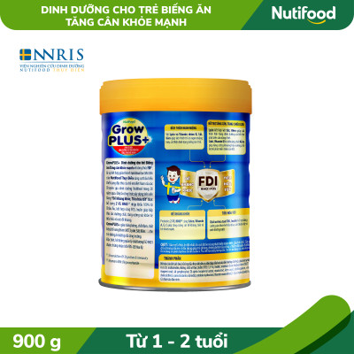 Sữa Bột Nutifood GrowPLUS+ Biếng Ăn 900g trên 1 tuổi - Tăng cân khỏe mạnh