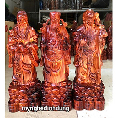 Bộ tượng phật tam đa phúc lộc thọ bằng gỗ trắc kt cao 30x11x9cm 