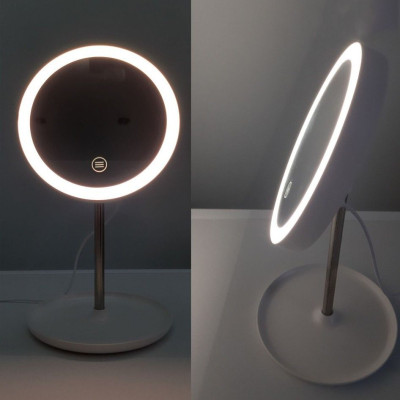 Gương Tròn Soi Trang Điểm Để Bàn Có Đèn Led Thông Minh Tích Điện Siêu Hot- Thiết Kế Hiện Đại- Hàng Chính Hãng MINIIN