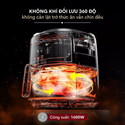 Nồi chiên không dầu 6.5 Lít FujiHome A6GG nhập khẩu tặng kèm kẹp gắp cao cấp inox - HÀNG CHÍNH HÃNG