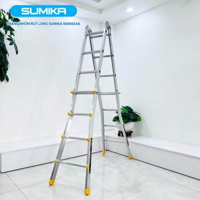 Thang nhôm chữ A rút lồng SUMIKA SKM404A - Chữ A cao nhất 2.2m, chữ I cao nhất 4.6m, tải trọng 300kg