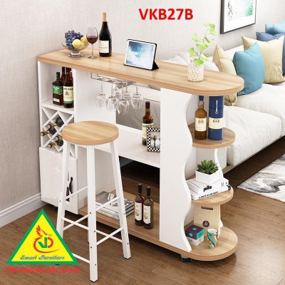 Quầy bar mini, quầy bar nhà bếp  kết hợp tủ rượu VKB27B ( không kèm ghế) - Nội thất lắp ráp Viendong Adv