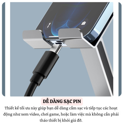 Giá đỡ điện thoại hợp kim Xoay 360° HOTCASE ALU Điều Chỉnh Độ Cao và Góc Xoay Tùy Ý cho iPhone 16 15 14 13 12 11 A55 A35 Huawei Oppo Xiaomi - Hàng nhập khẩu