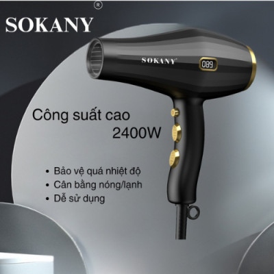 Máy sấy tóc ion âm SOKANY SK-14016 công suất lớn lên đến 2400W, khô nhanh tức thì, phù hợp với mọi loại tóc, bảo vệ tóc khỏi hư tổn -HÀNG CHÍNH HÃNG