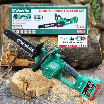 Máy cưa xích pin WORKFIX 21V (WF-CS12BL) 2 Pin 15cell, Động cơ Không chổi than,Cưa Cây, Cắt Cành, Tra Dầu Tự Động