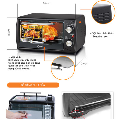 Lò nướng điện Comet CM6510 10L – Công suất 1000W, đa chức năng, nhỏ gọn, hàng chính hãng