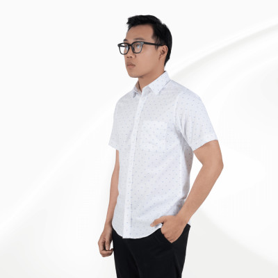 Áo sơ mi nam trắng họa tiết chấm bi xanh GENTITI By Thái Tuấn - 1C812HAKT701