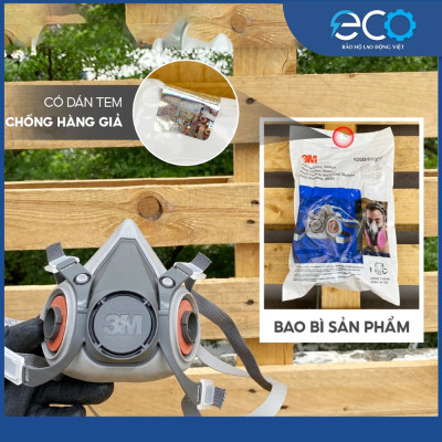 Mặt nạ phòng độc 3M 6100/ 6200 với phin lọc 6001 kết hợp tấm lọc bụi 5N11 cùng nắp giữ 501