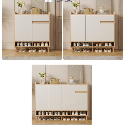 Tủ Giày Gỗ Nhiều Ngăn Đa Năng Thương Hiệu SIB Decor Màu Trắng Phối Vân Gỗ TG19