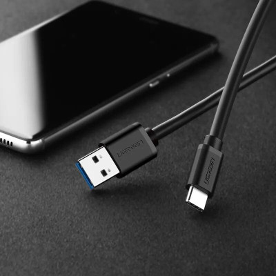 Ugreen UG20880US184TK 0.25M màu Đen Dây USB 3.0 sang USB-C - HÀNG CHÍNH HÃNG
