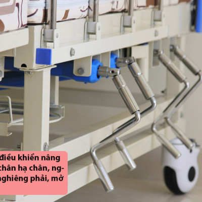Giường y tế đa chức năng - nâng chân, nâng đầu, nghiêng trái, nghiêng phải, có chổ để bô, có chổ để chậu gội đầu - DCN04