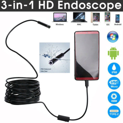 Camera Nội Soi Tai, Soi Đồ Vật Dài 2M Cắm Điện Thoại 3in1 - Hàng Cao Cấp Loại Tốt