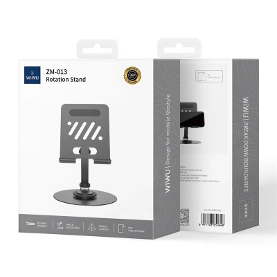 Stand/ Giá Đỡ Nhôm Xoay hiệu WIWU ZM-013 Rotation Stand Cho Điện Thoại, Máy Tính Bảng Điều Chỉnh Xoay 360 cho iPhone 11 12 13 14 15 16 S23 S24 S25 Z Fold Flip 3 4 5 Oppo Xiaomi - Hàng nhập khẩu
