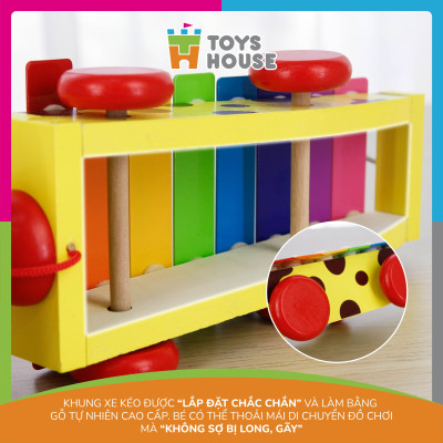 Đàn gõ xylophone kết hợp đồ chơi hình cún con cầu vồng Toyshouse 1152