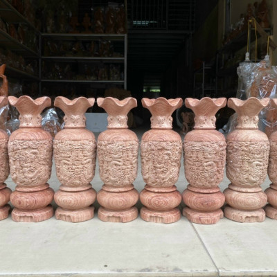 Cặp LỤC BÌNH KHẮC TỨ LINH HÚT TÀI LỘC BẰNG GỖ HƯƠNG ĐÁ KT CAO 30×10×10CM