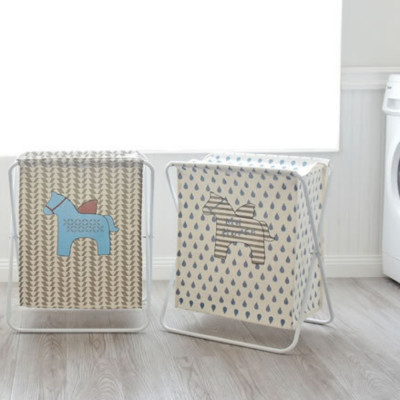 Giỏ sọt SmileBox đựng quần áo giặt có nắp che, sọt quần áo có khung sắt xếp gọn cỡ lớn vải chống thấm- Hàng chính hãng