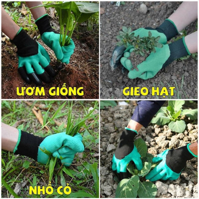 Găng tay làm vườn có móng vuốt để cào ,bới đất ,chăm sóc cây , chống thấm nước , bảo vệ tay khỏi đất bẩn ,các hóa chất từ phân bón , thuốc trừ sâu , diệt cỏ  tránh  tổn thương do va chạm với vật sắc nhọn , cành cây, co giãn đàn hồi tốt , dễ vệ sinh