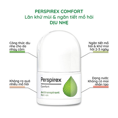 Lăn Khử Mùi Perspirex Chính Hãng Dành Cho Da Nhạy Cảm - Khử Mùi & Ngăn Tiết Mồ Hôi Hiệu Quả (Chai 20ml)
