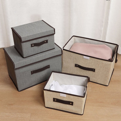 Combo 2 Hộp Vải Đựng Đồ Canvas, Túi Vải Đựng Quần Áo, Đồ Dùng Đa Năng Có Nắp Đậy Loại 1 - Hàng Chính Hãng MINIIN