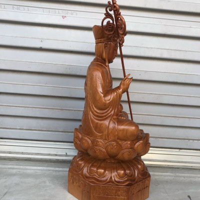 Tượng phật địa tạng vương bồ tát dáng đứng bằng gỗ hương đá kt 40×20×20cm 