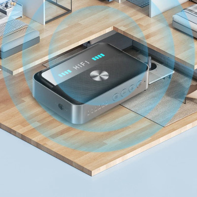 Hàng Chính Hãng - Bộ Thu Phát Bluetooth NFC M13-JA - Chip Bluetooth 5.3 Phạm Vi Kết Nối 20m Giải Mã APTX-HD TÍch Hợp DAC Cao Cấp Màn Hình LED Đèn RGB Đa Kết Nối AUX 3.5mm, RCA, Optical, Coaxial, USB Hỗ Trợ NFC Chế Độ RX TX Pin 1000mAh - ROGTZ