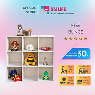 Giá sách bằng gỗ cho phòng khách SMLIFE Bunce