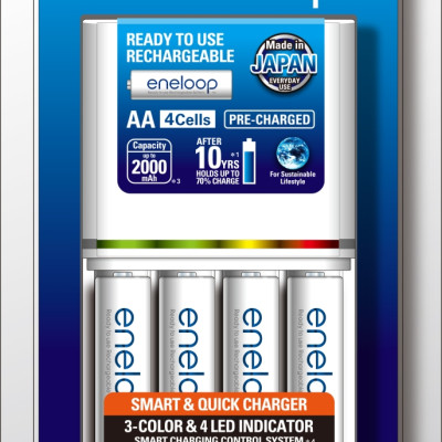 Bộ sạc nhanh pin AA,AAA Eneloop Panasonic K-KJ55MCC40V kèm 4 pin sạc-Hàng chính hãng