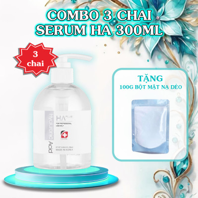 Combo 3 serum HA Plus, Tinh chất cấp ẩm Hàn Quốc 300ml - Tặng 100g Mặt Nạ Dẻo (Hàng chính hãng)