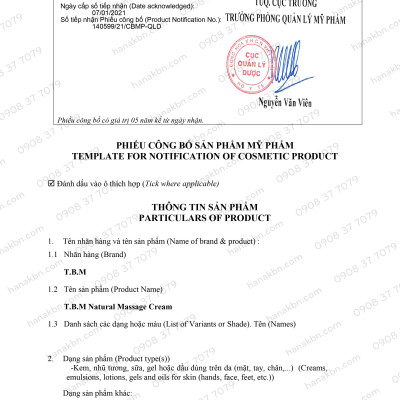 [KHUYẾN MÃI] Kem Massage TBM Chuyên Dùng Cho Mặt Và Cơ Thể - Natural Massage Cream (Hàng Chính Hãng)