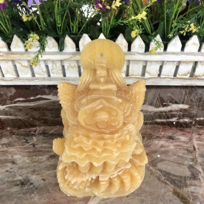 Tượng Cóc Ba Chân, Cóc Ngậm Tiền, Thiềm Thừ phong thủy kéo bắp cải chiêu tài lộc đá ngọc hoàng long - Dài 16 cm