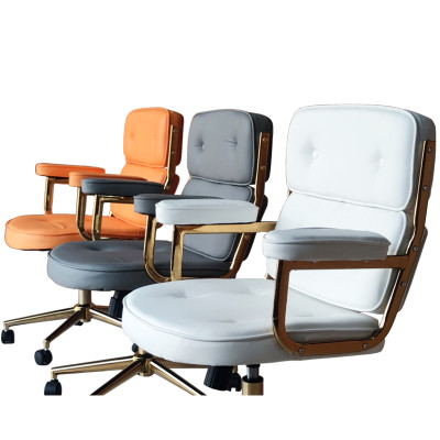 Ghế làm việc tại nhà nhỏ gọn nệm bọc da PU màu xám CE1027-P Nội thất Capta Ghế xoay học sinh học bài điều chỉnh độ cao da PU màu xám khung và chân thép sơn tĩnh điện màu vàng bóng