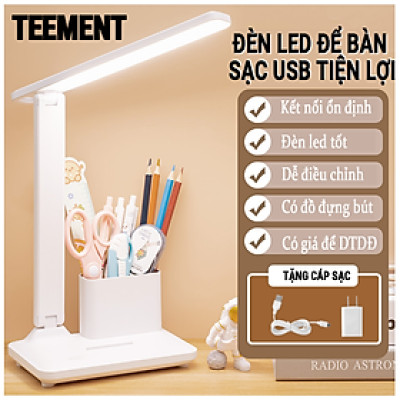 Đèn Bàn Học Đọc Sách Cao Cấp Teement Led Chống Cận 03 Chế Độ Ánh Sáng Vàng Bảo Vệ Mắt- Hàng Chính Hãng