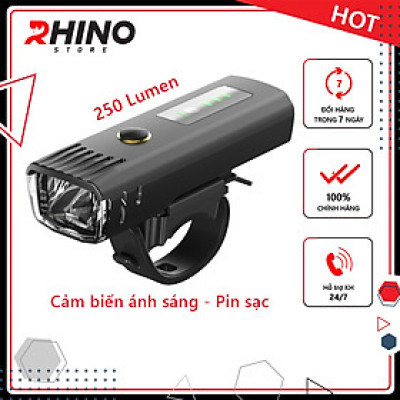 Đèn xe đạp siêu sáng cảm biến thông minh, chống nước Rhino L101 tự động điều chỉnh độ sáng theo môi trường, pin sạc, 4 chế độ sáng, pin từ 4-8 tiếng