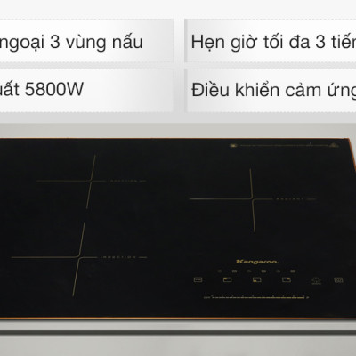 Bếp Từ Hồng Ngoại 3 Vùng Nấu Lắp Âm Kangaroo KG446i - Hàng Chính Hãng
