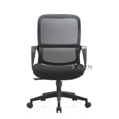 Ghế làm việc có giá đỡ chống đau lưng CE4550-M Nội thất Capta Ghế văn phòng lưới nệm vải màu đen nhập khẩu tay chân nhựa nâng hạ gật gù