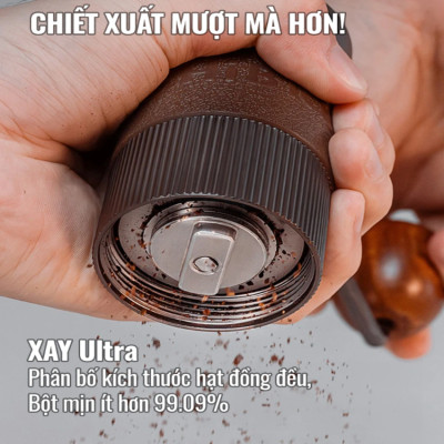 Máy xay hạt cà phê cầm tay chuyên nghiệp, lưỡi xay 6 cánh core kép, 55 cấp độ và 11 Level. Thương hiệu Mỹ cao cấp HiBREW - G4B. Hàng chính hãng